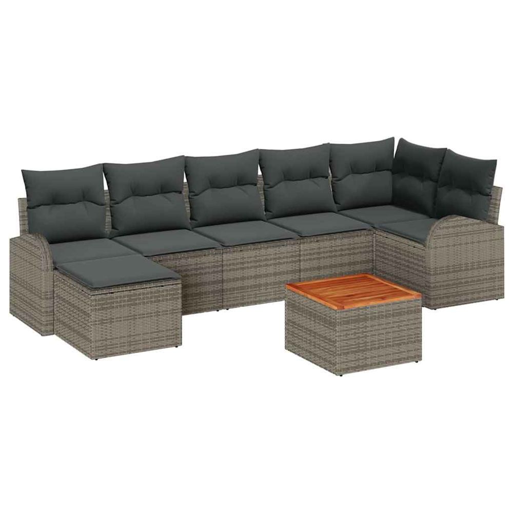 Ensemble de canapé de jardin 8 pc gris polyrotin