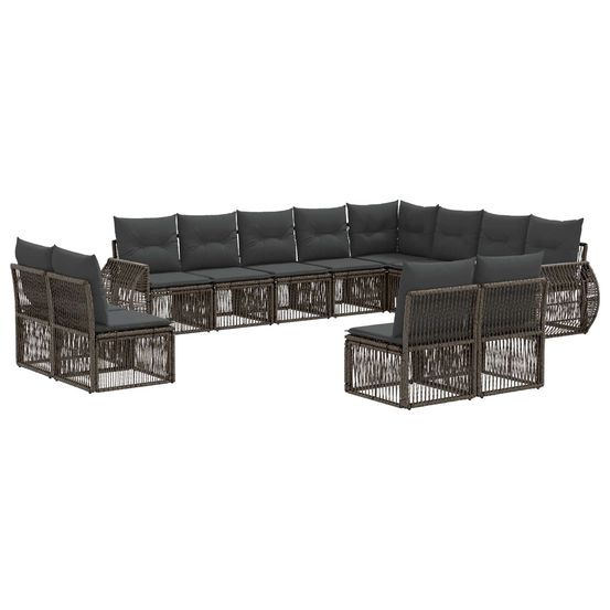 Ensemble de canapé de jardin 12 pc gris et gris foncé polyrotin