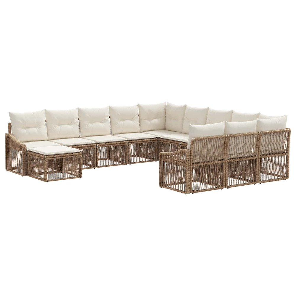Ensemble de canapé de jardin 12 pcs beige polyrotin