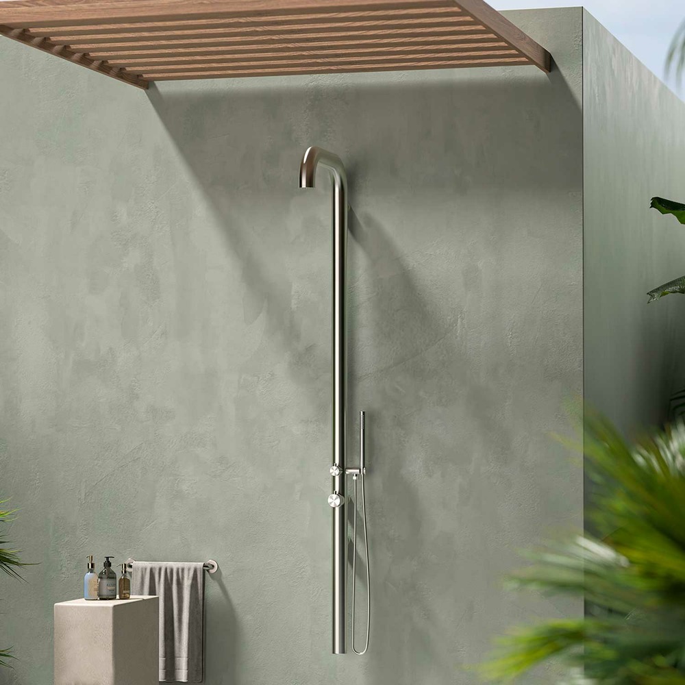Douche exterieure chaude et froide chia wall inox