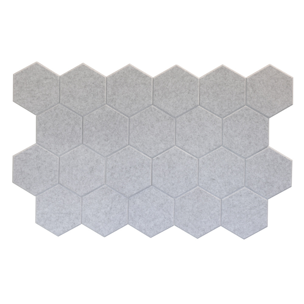 Panneaux muraux acoustiques hexagonaux - feutre pet gris - lot de 22