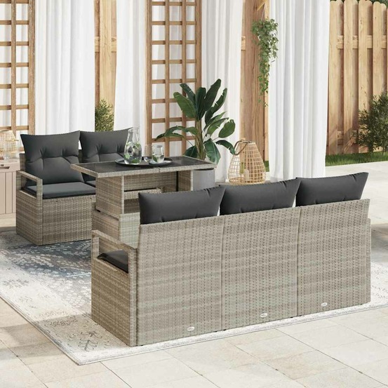 Ensemble de canapé de jardin 6 pcs gris clair poly rotin