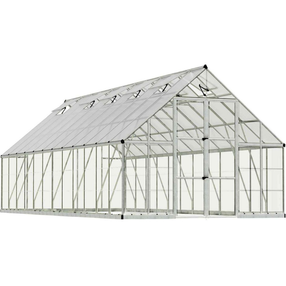 Serre de jardin en aluminium argent et polycarbonate balance 22m²