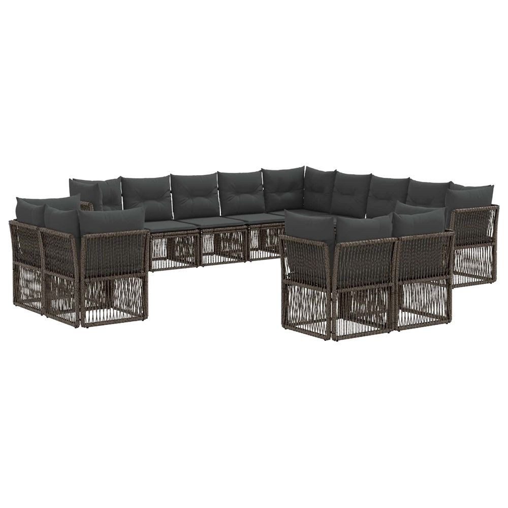 Ensemble de canapé de jardin 13 pc gris polyrotin