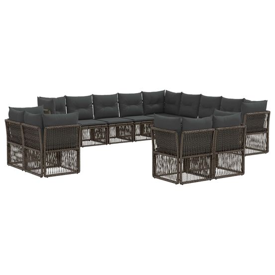 Ensemble de canapé de jardin 13 pc gris polyrotin