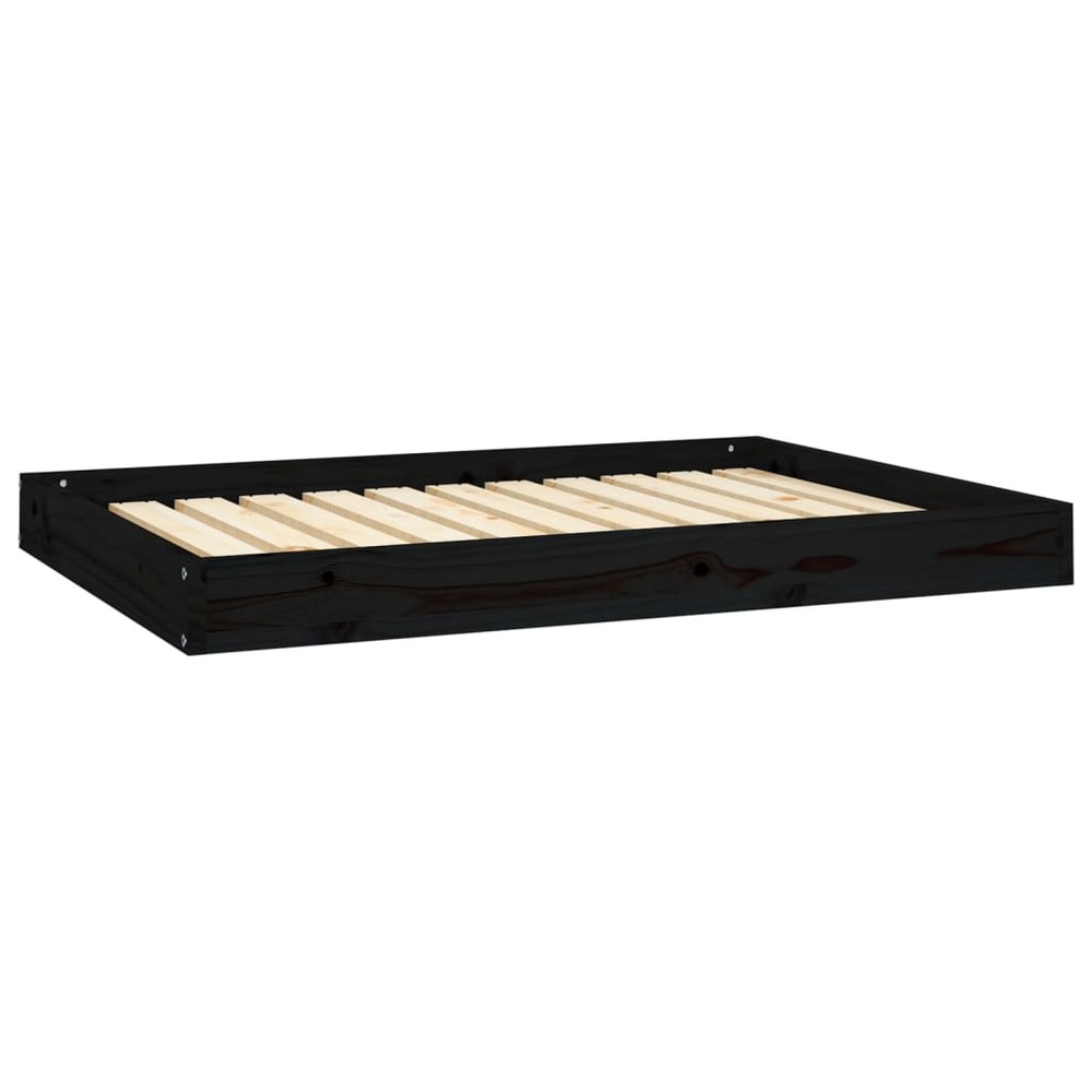 Lit pour chien noir 101,5x74x9 cm bois de pin solide