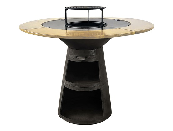 Barbecue braséro charbon ø60cm noir support bois de pin