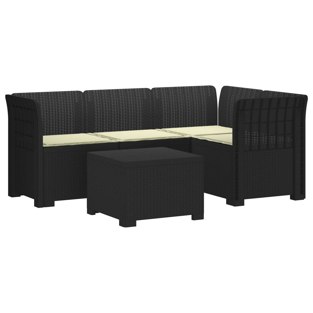 Canapé de jardin 4 places avec coussins style rotin pp
