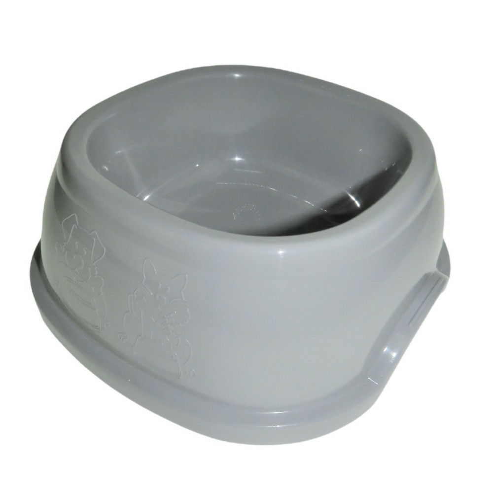 Ecuelle carrée 1 litre, gris en plastique, pour chien