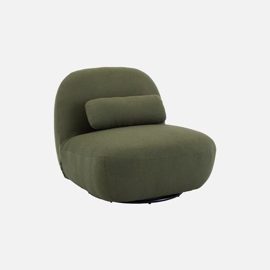 Fauteuil pivotant 360 en bouclette texturée et métal avec coussin