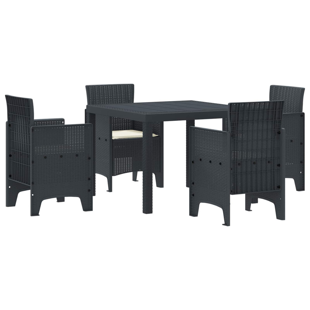Ensemble de salle à manger pour jardin 5 pcs anthracite