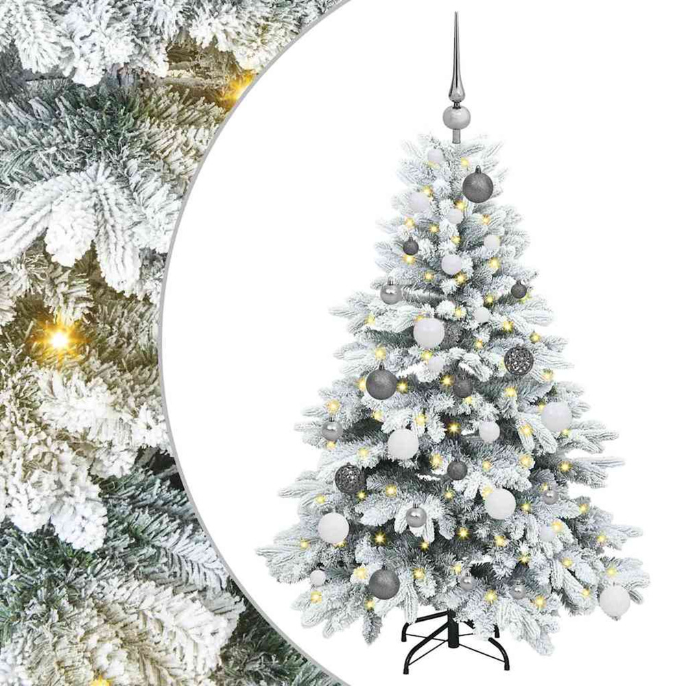 Sapin de noël artificiel avec 150 led blanc 120 cm pe et pvc