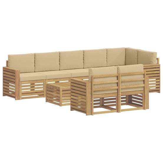Ensemble de canapés d'extérieur 9 pc blanc et beige polyester
