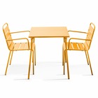 Ensemble table de jardin bistrot et 2 fauteuils acier jaune