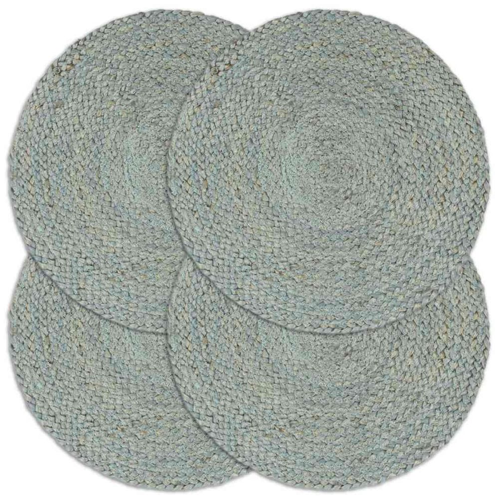 Napperons 4 pcs Vert olive 38cm Rond Jute