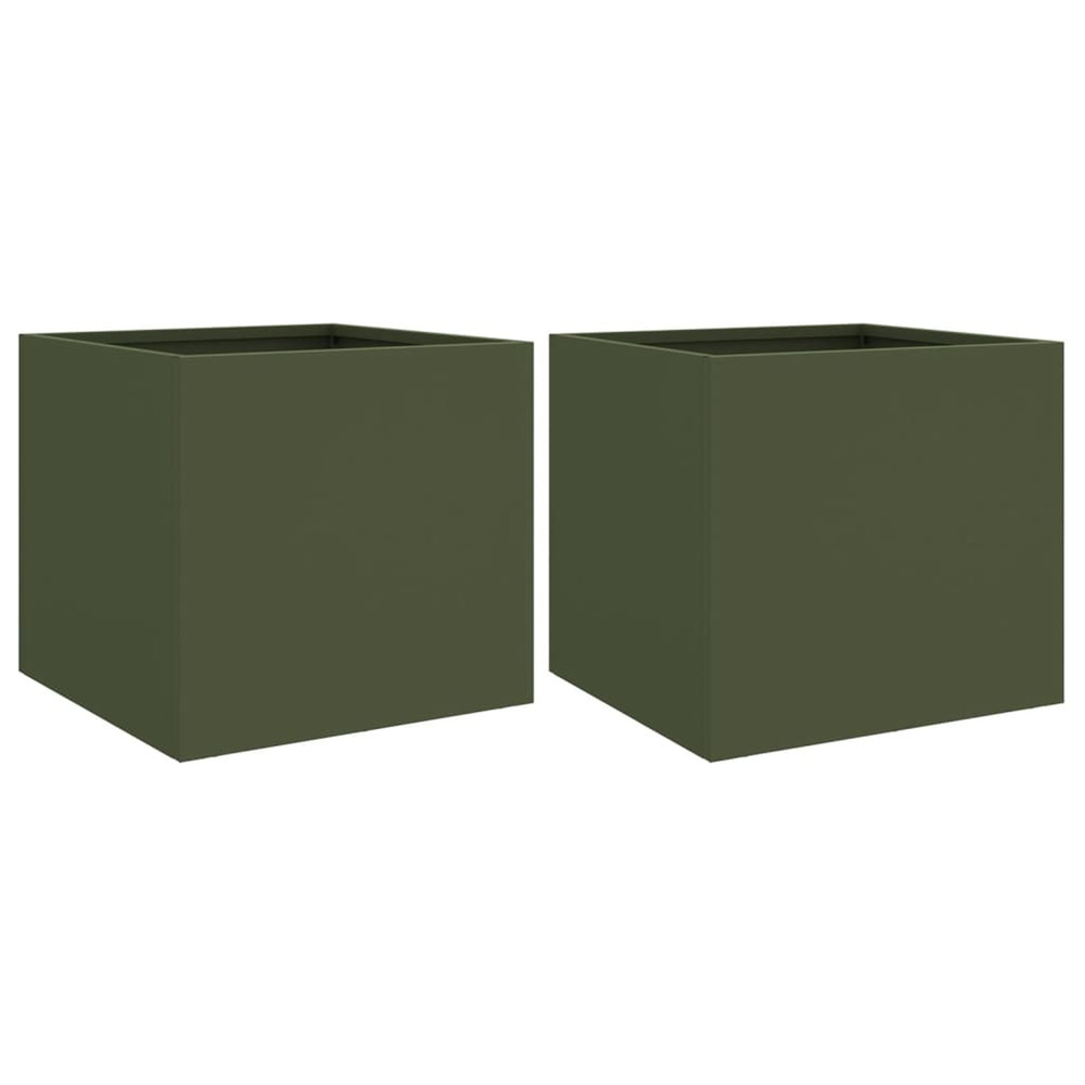 Jardinière d'extérieurs 2 pcs vert olive 32x30x29 cm acier