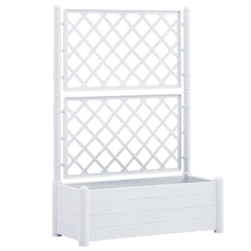 Jardinière avec treillis 100x43x142 cm pp blanc