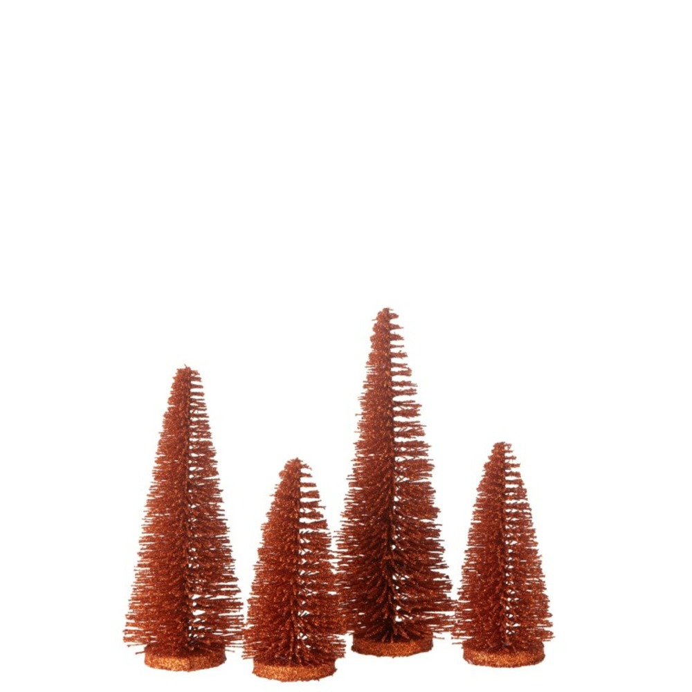 Boite de 4 sapins de noël artificiel en plastique cuivre h.9 à 15 cm h15