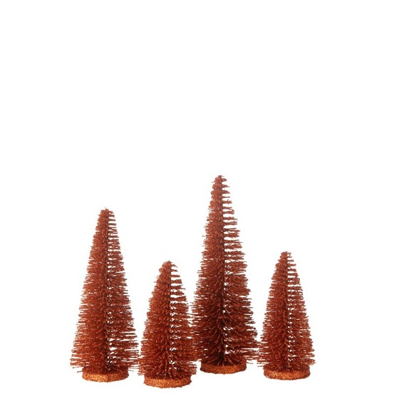 Boite de 4 sapins de noël artificiel en plastique cuivre h.9 à 15 cm h15