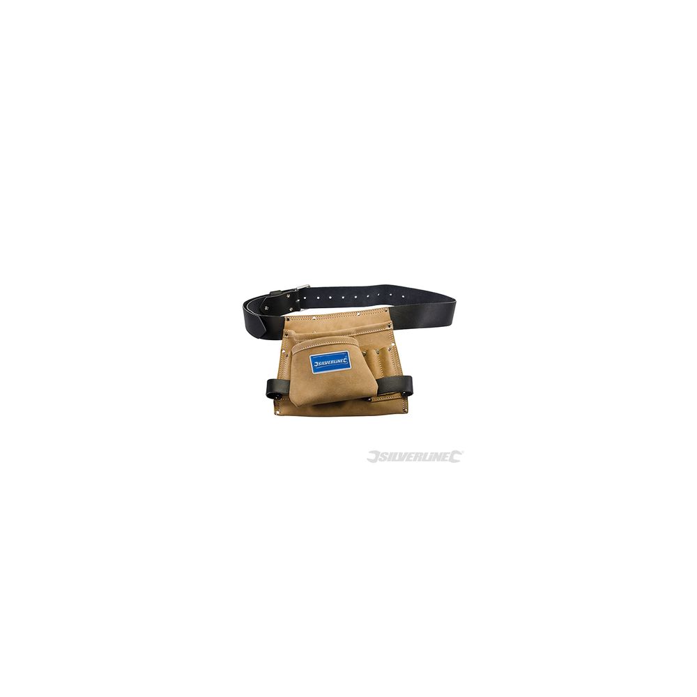 Silverline - ceinture-sacoche en daim et cuir à outils/clous, 8 poches - 260 x 230 mm
