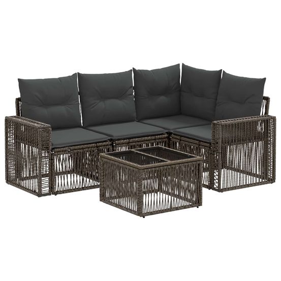 Ensemble de canapé de jardin 5 pc gris et gris foncé polyrotin