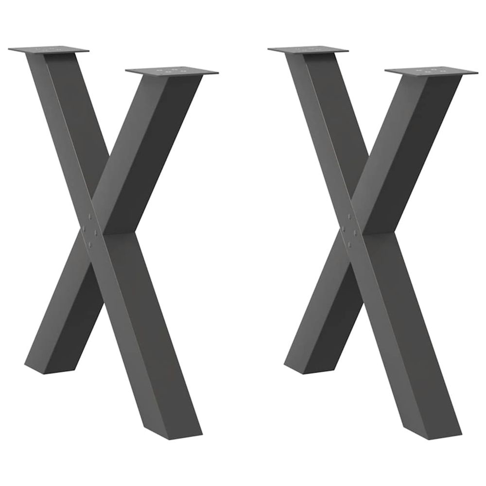 Pieds de table à manger en forme de x, 2 pièces, anthracite, 80 x (72-73) cm, acier