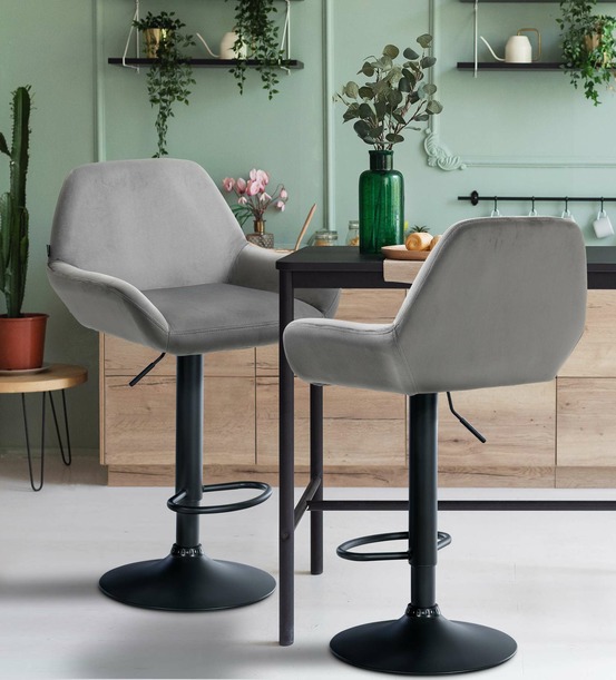 Lot de 2 tabourets de bar braga velours noir