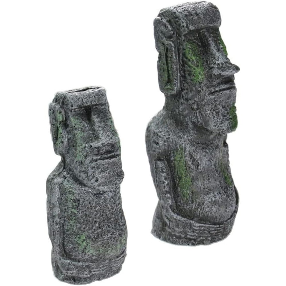 Lot 2 statues tête île pâques déco