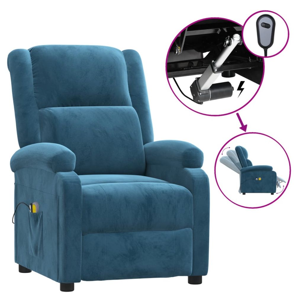 Fauteuil électrique de massage bleu velours