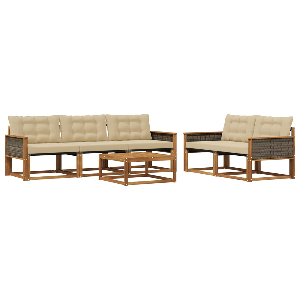 Ensemble de canapés d'extérieur 6 pcs naturel et beige