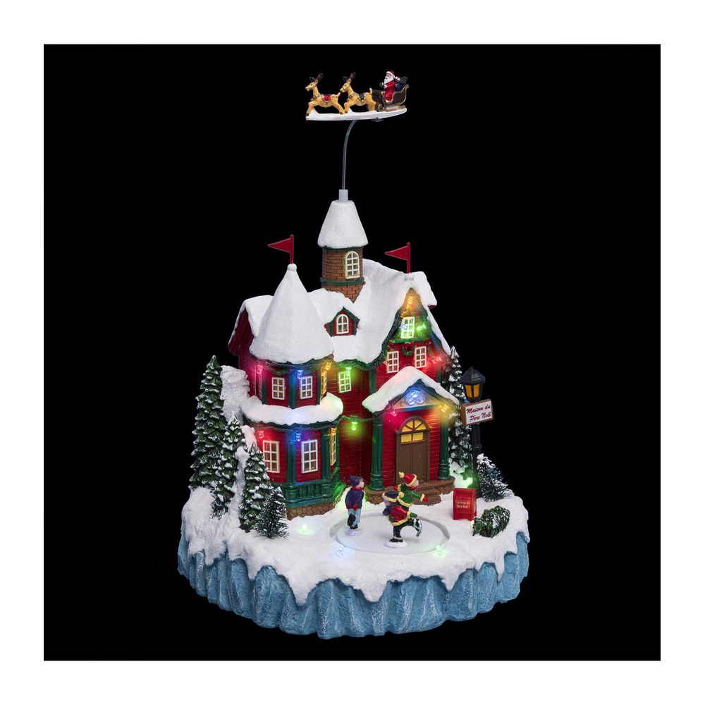 Village de noël lumineux, animé et musical la maison du père noël