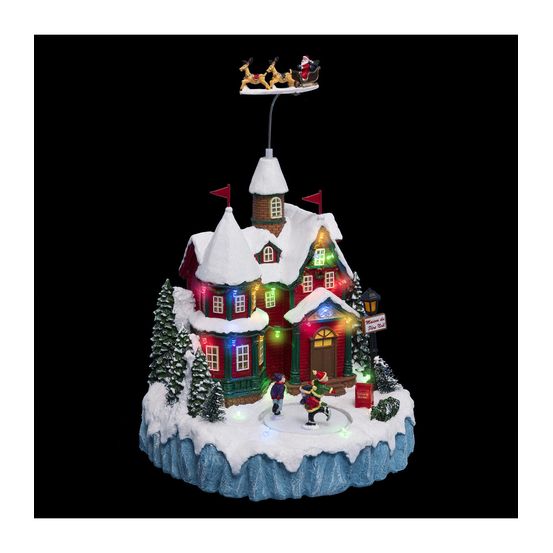 Village de noël lumineux, animé et musical la maison du père noël