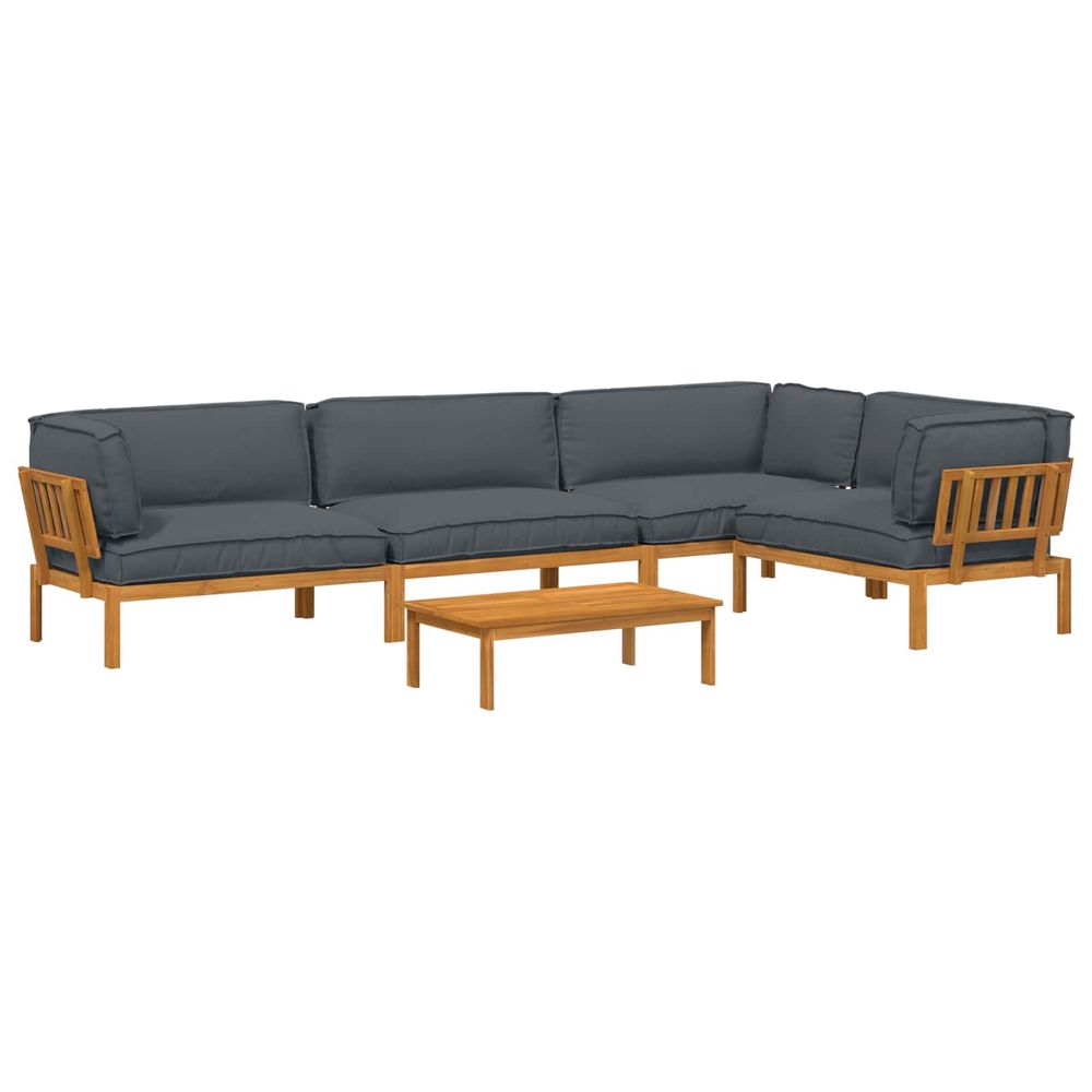 Ensemble de canapés 5 pc anthracite bois d'acacia massif