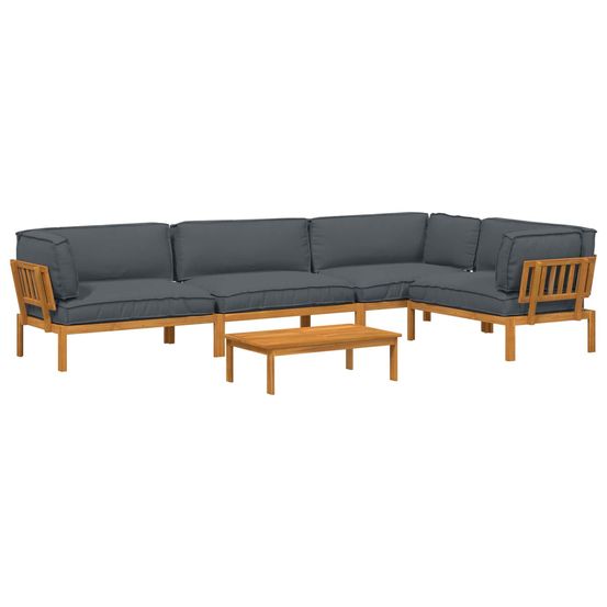 Ensemble de canapés 5 pc anthracite bois d'acacia massif