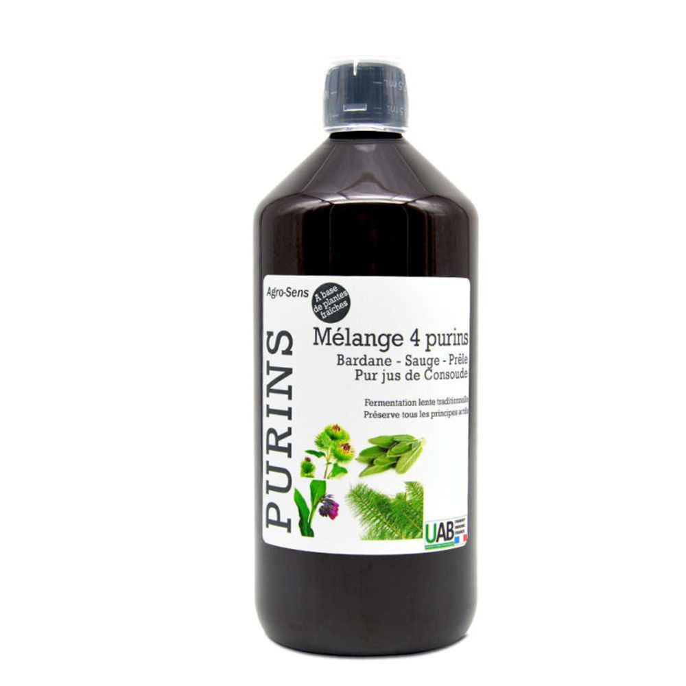 Mélange de 4 purins concentré, consoude, prêle, bardane et sauge - 1 litre
