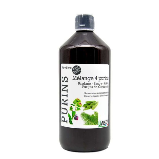 Mélange de 4 purins concentré, consoude, prêle, bardane et sauge - 1 litre