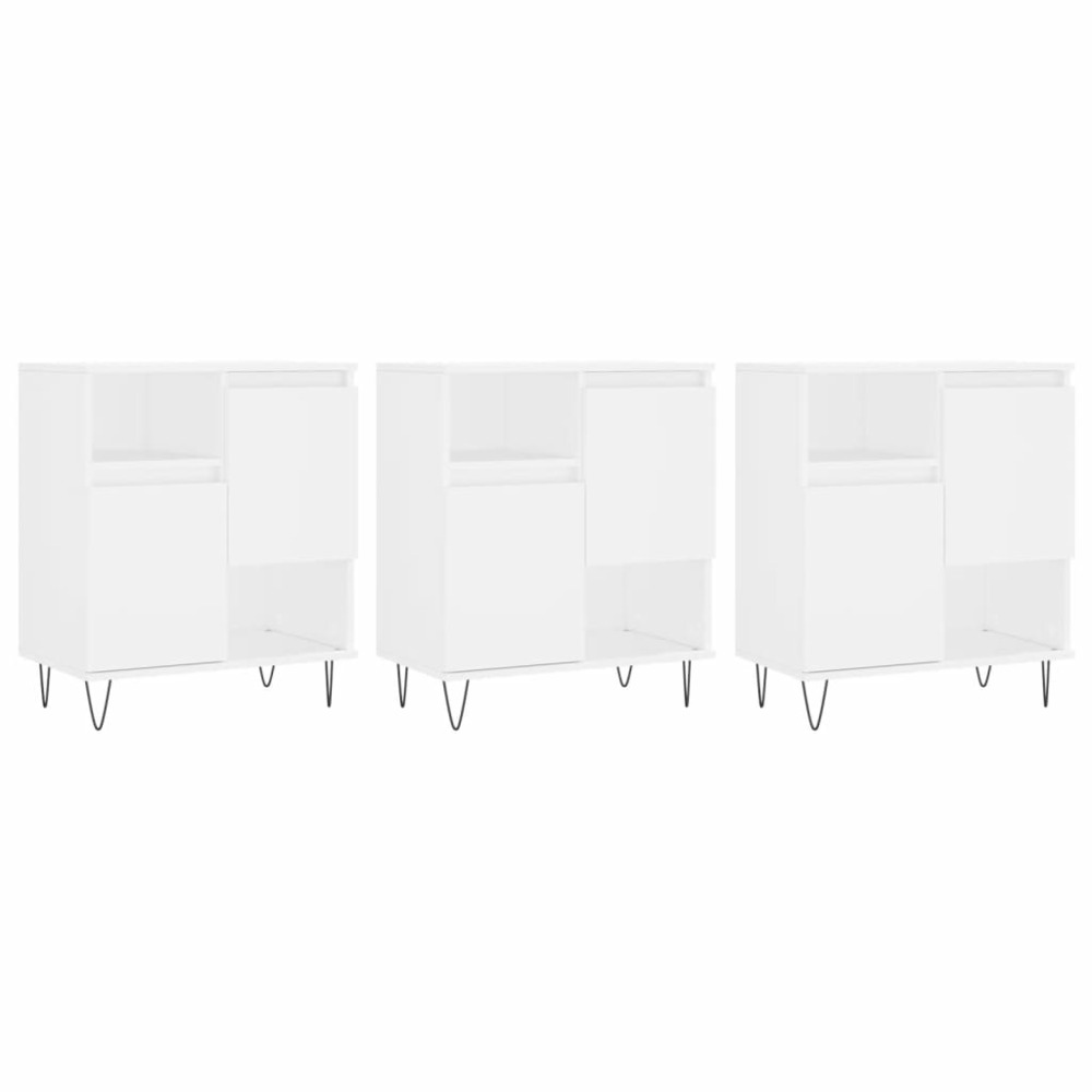 Buffet bahut commode armoire meuble de rangement organisateur cuisine salle de séjour salons 3 pcs bois d'ingénierie blanc 02