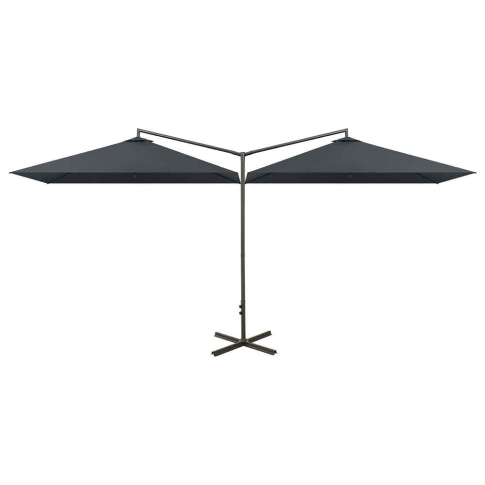 Parasol de jardin double avec mât en acier anthracite 600x300cm