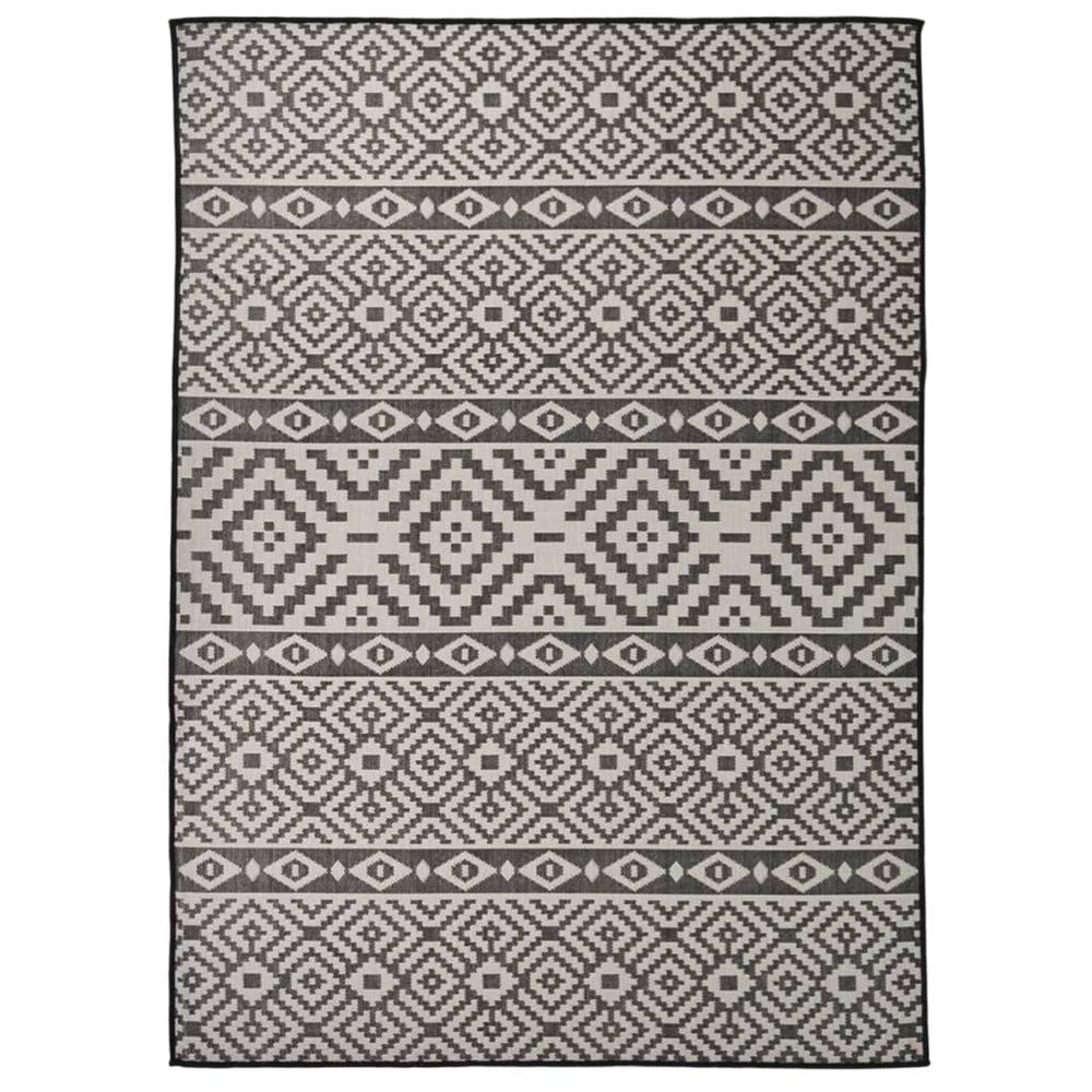 Tapis à tissage plat d'extérieur 200x280 cm rayures noires