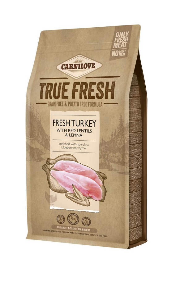 Carnilove - croquettes sans céréales true fresh à la dinde pour chien 4kg