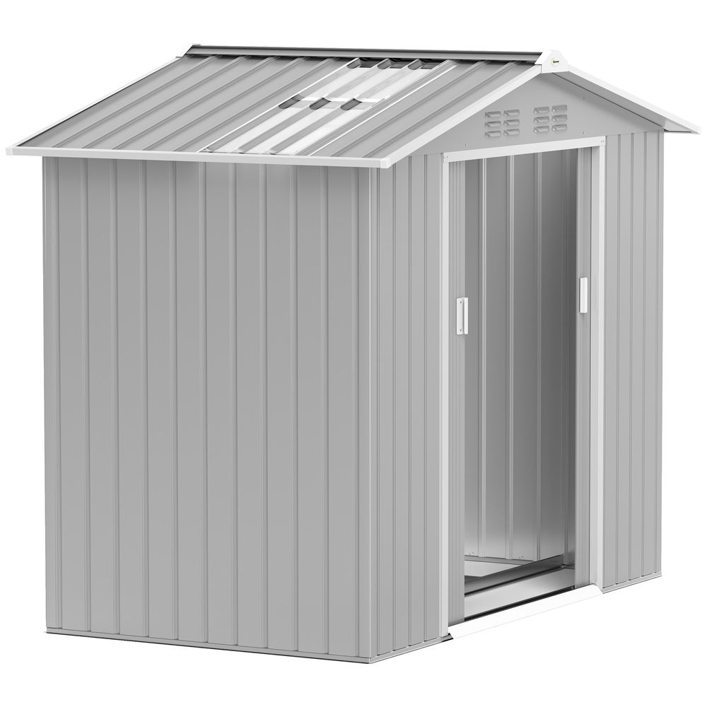 Cabanon de jardin acier galvanisé extérieur rangement outils 213x130x185cm gris - comfortxl outdoor living