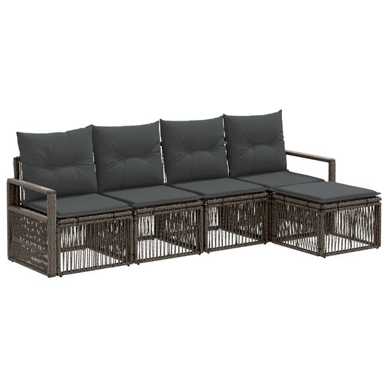 Ensemble de canapé de jardin 4 pc gris polyrotin
