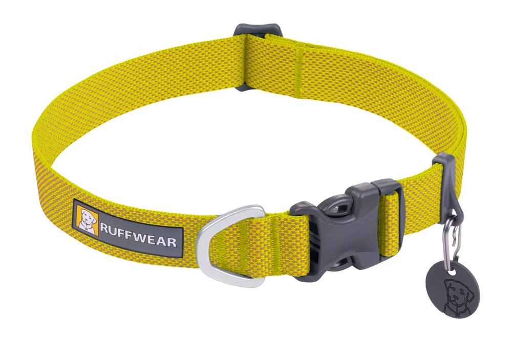 Collier pour chien léger et minimaliste hi & light™. Couleur: lichen green (jaune), taille: m (36-51cm)