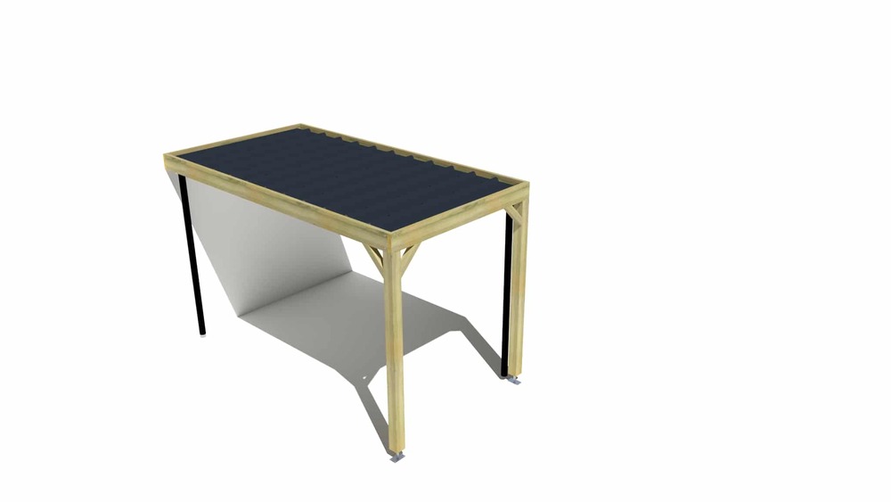 Carport bois • 2m x 4m • adossée • sens profondeur • livraison comprise