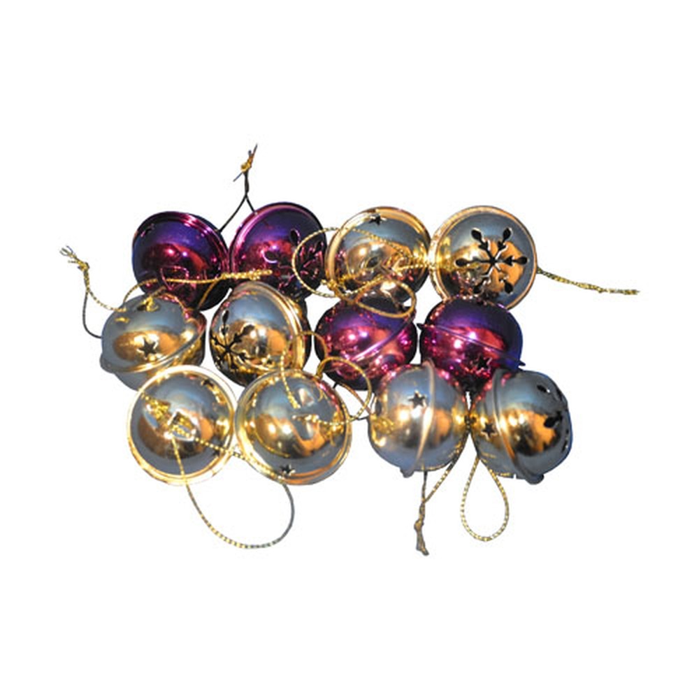 12 grelots brillants - or et violet