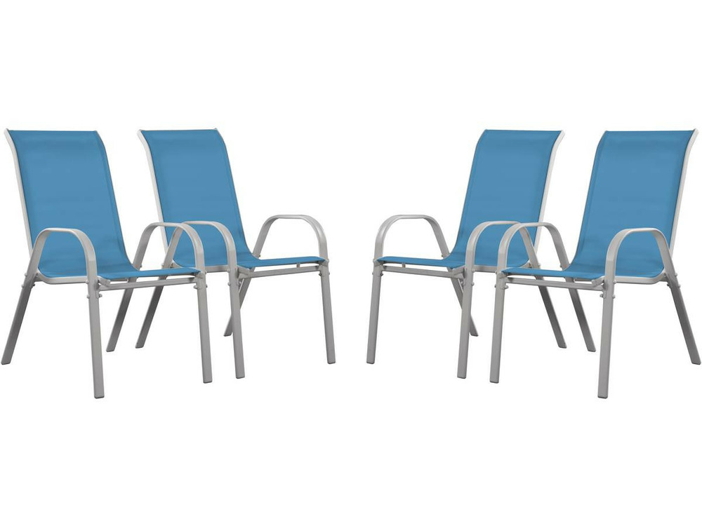 Fauteuil jardin Textilène Cordoba - Phoenix - Bleu - Lot de 4