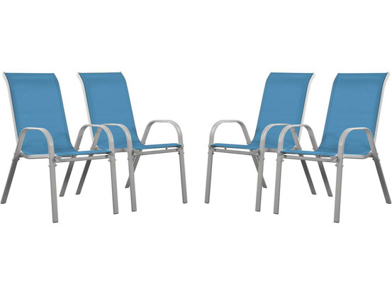 Fauteuil jardin Textilène Cordoba - Phoenix - Bleu - Lot de 4