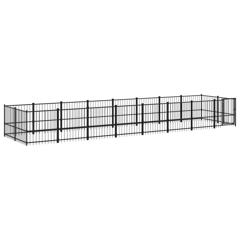 Chenil cage enclos pac animaux d'extérieur pour chiens acier 15,02 m² noir