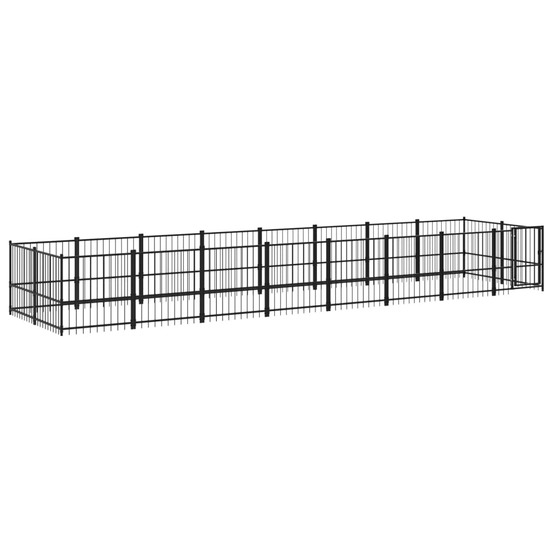 Chenil cage enclos pac animaux d'extérieur pour chiens acier 15,02 m² noir