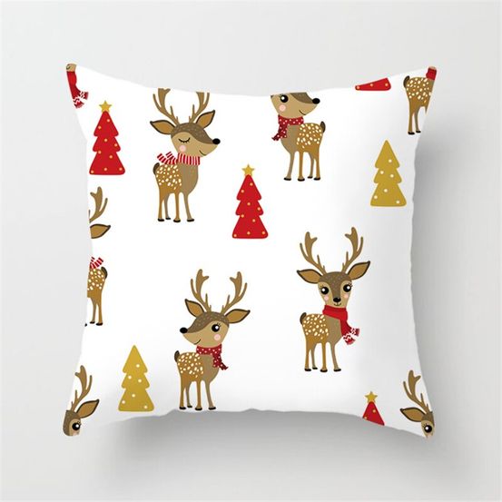 Housse de coussin de noël - renne et sapin